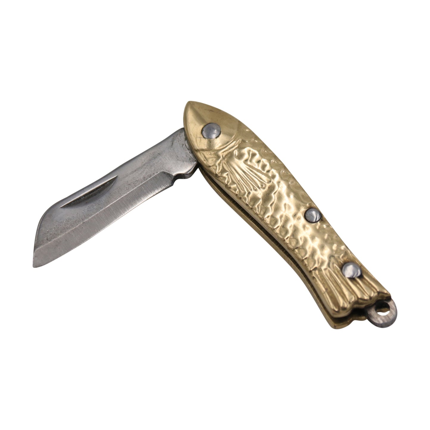 Mini Folding Fish Knife Necklace – Gold Tone with Jellyfish Charm