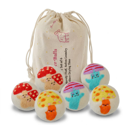 Mushroom Eco Wool Laundry Dryer Balls – Set of 3