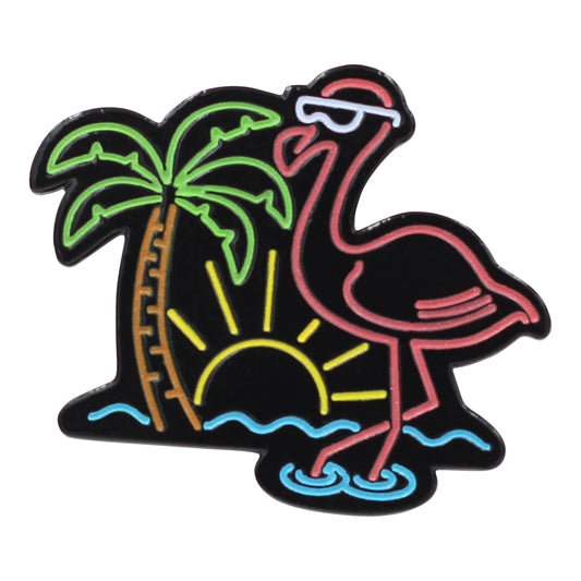 Neon Flamingo – Chill Life Flamingo Beach Enamel Pin