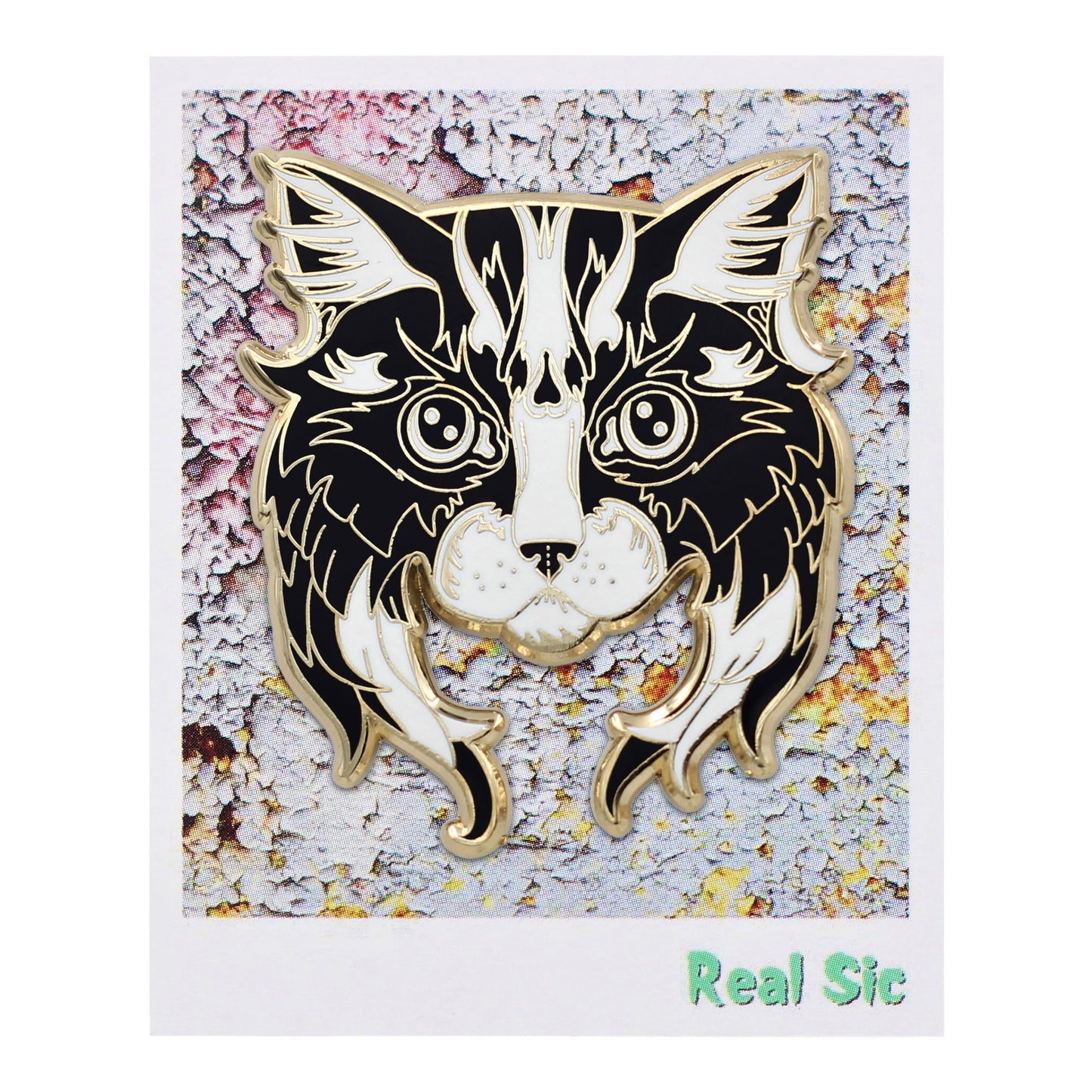 Black White Cat Pin - Adorable Cat Enamel Lapel Pin