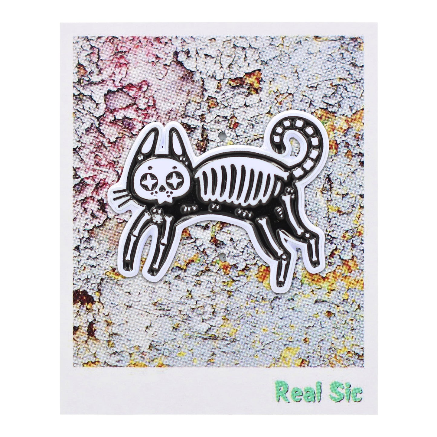 Skeleton Cat Enamel Pin – Black Cat Pin