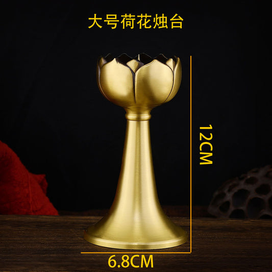Elegant Copper & Bronze Candlestick Set - 5 Piece Decorative Lotus Collection