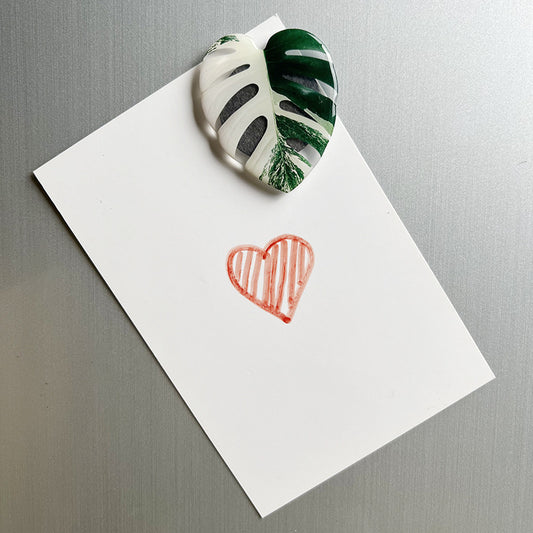 Tropical Leaf Magnet - White/Green Monstera