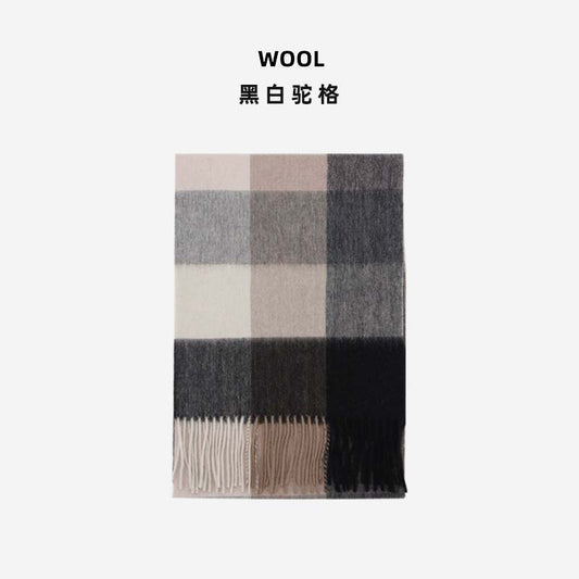 Wool Scarf - Black Plaid
