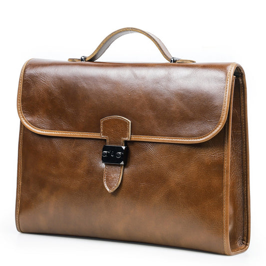 Vintage Genuine Leather Briefcase Handbag – Brown