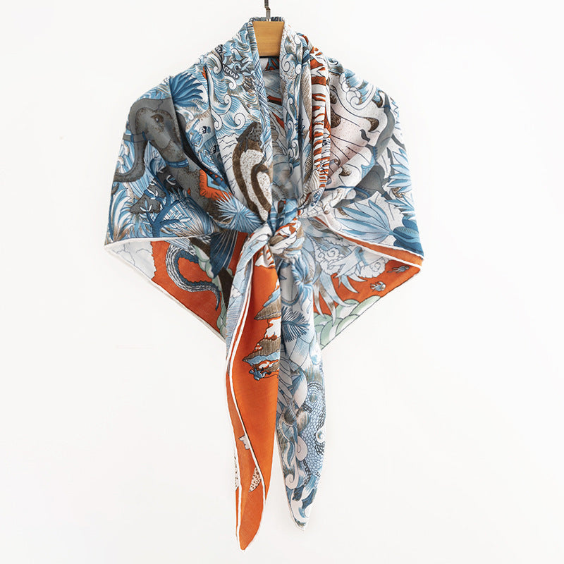 Blue Orange Painting Scarf