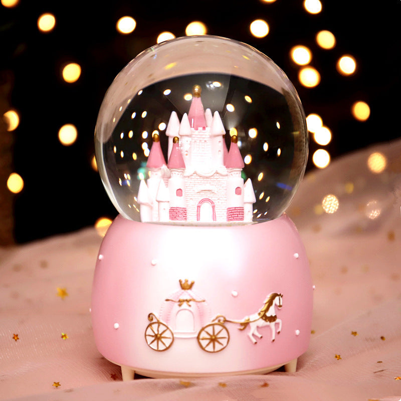 Pink Castle Snow Globe