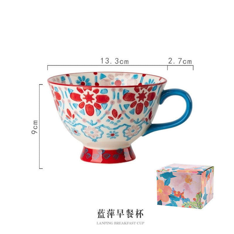 Japanese Hand Painted Mug - Red Ornament
