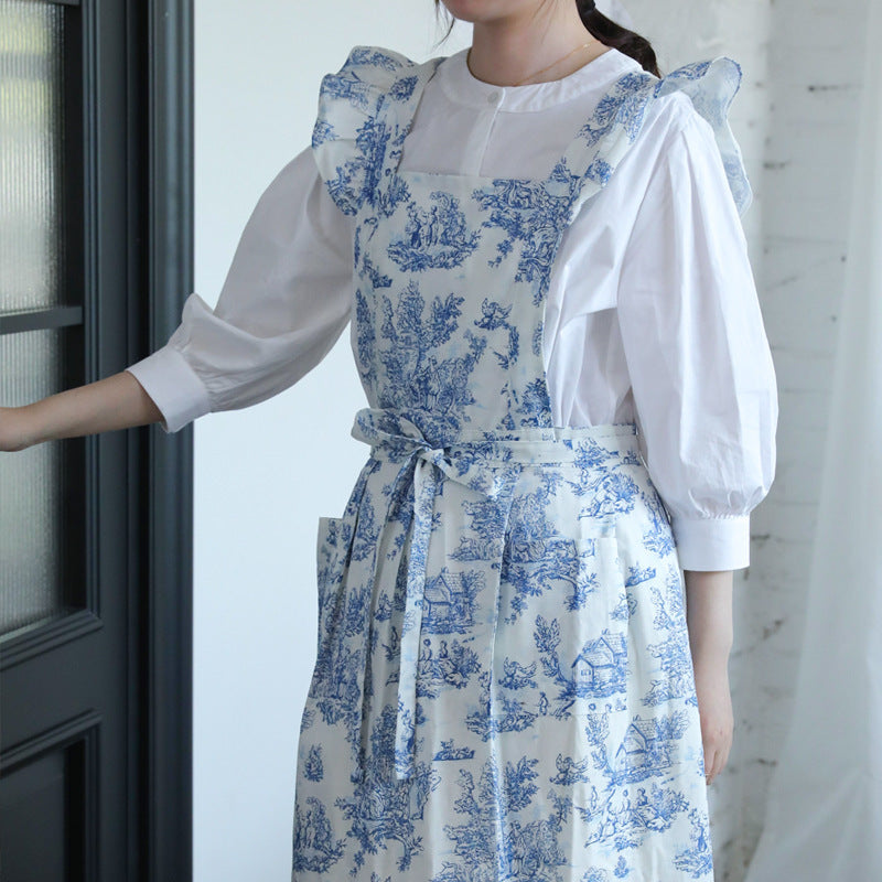 Full Body Apron Dress - Blue and White