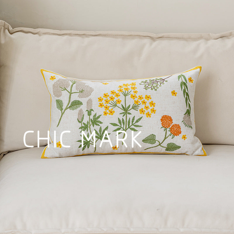 Embroidered Pillow - Yellow Coreopsis
