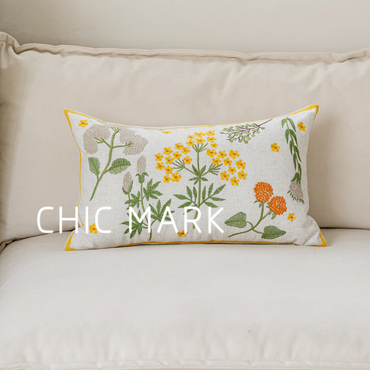 Embroidered Pillow - Yellow Coreopsis