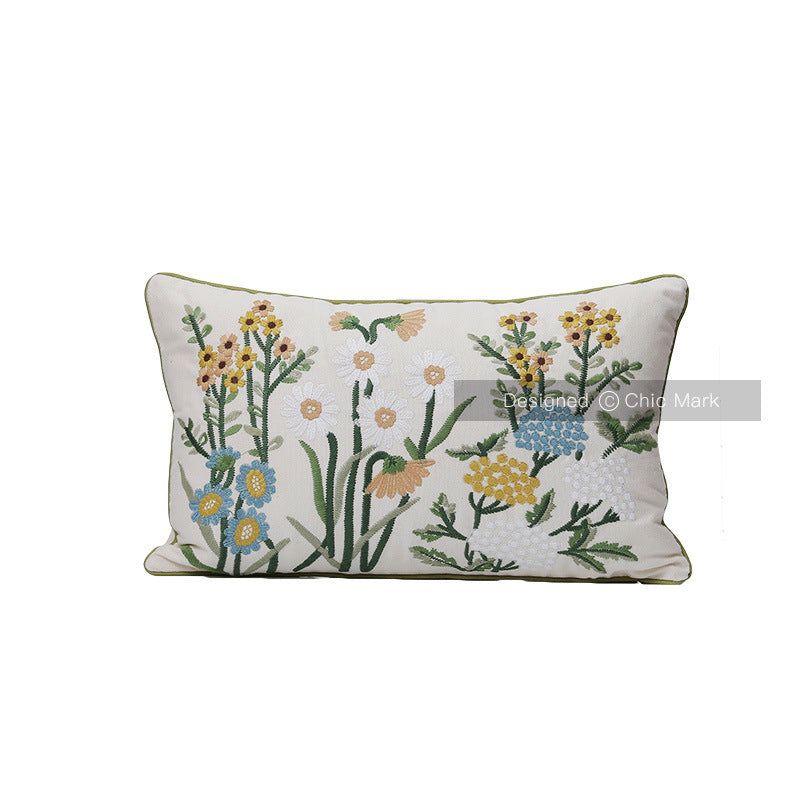 Embroidered Pillow - Little Chrysanthemum Yellow