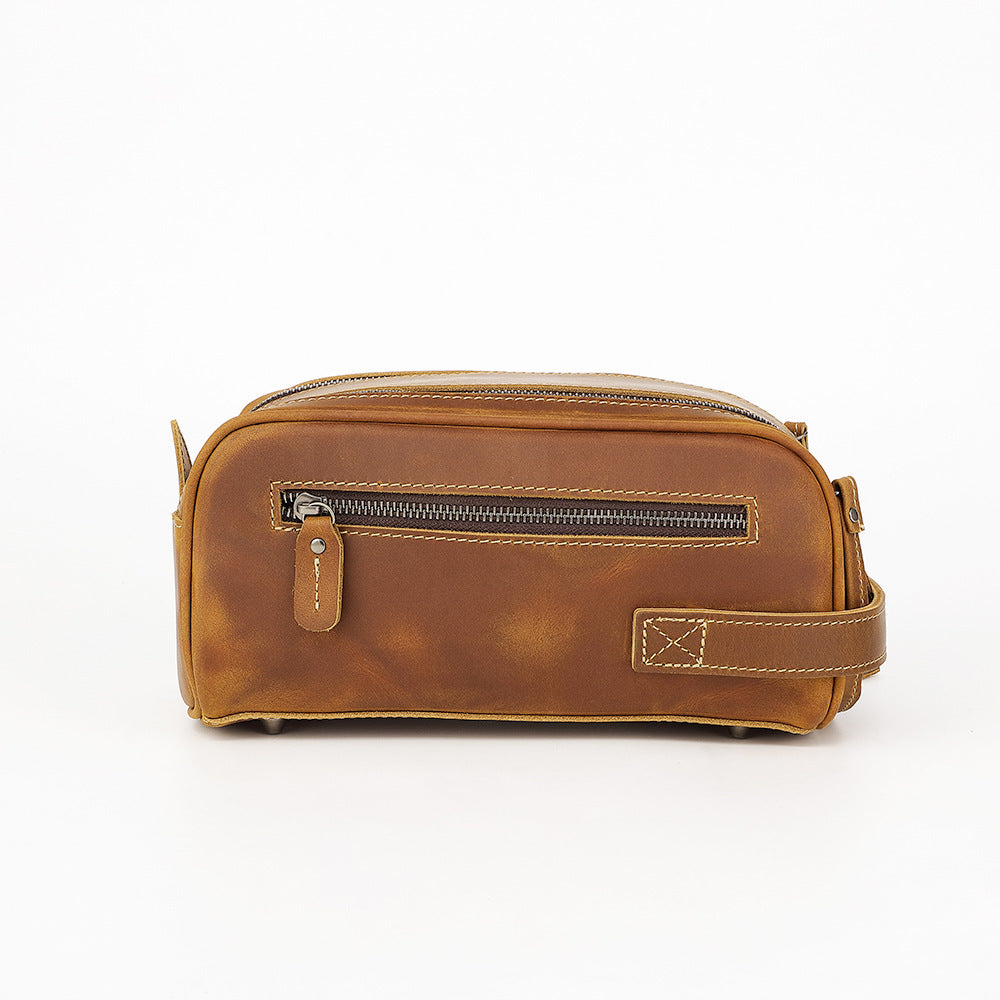 First-Layer Cowhide Business Travel Toiletry & Clutch Bag