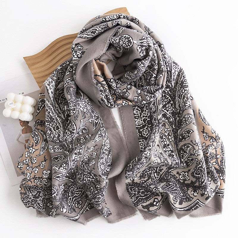 Beige Grey Scarf