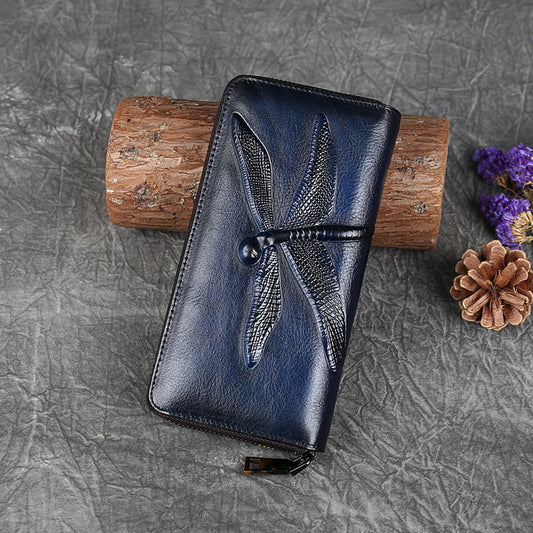 Embossed Leather Dragonfly Wallet