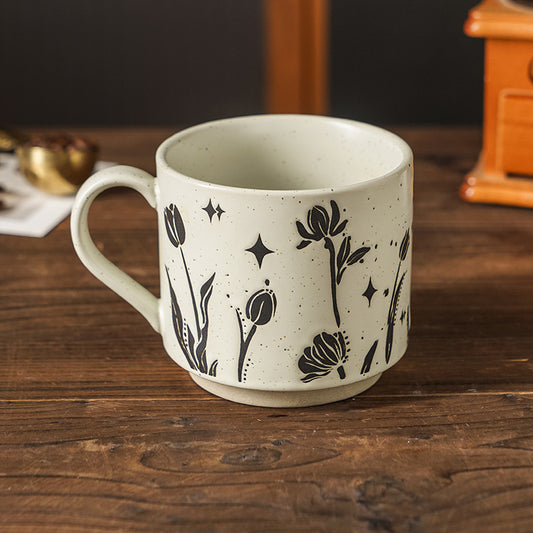 Nordic Ceramic Mug - Little Flower Design