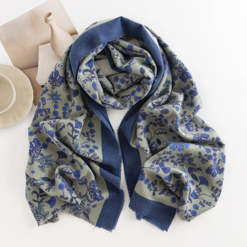 Blue Flower Scarf