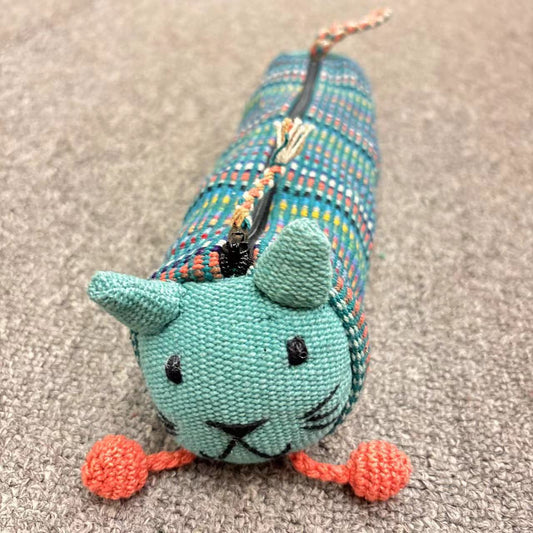 Teal Cat Pencil Case