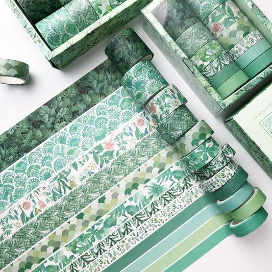 12 Count Washi Tape - Green Mint