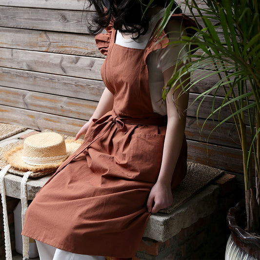 Full Body Apron Dress - Brown