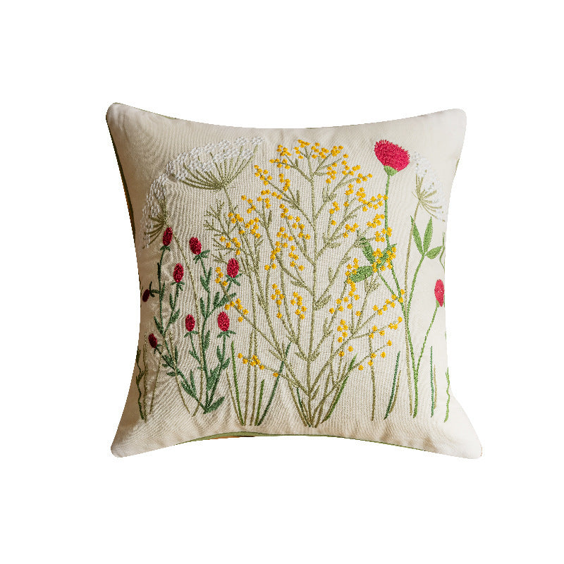 Embroidered Pillow - Square Wildflowers