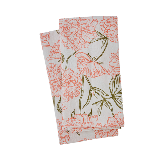 Peony Blossom Kitchen Tea Towels – Set of 2 | 100% Cotton Dish Towels