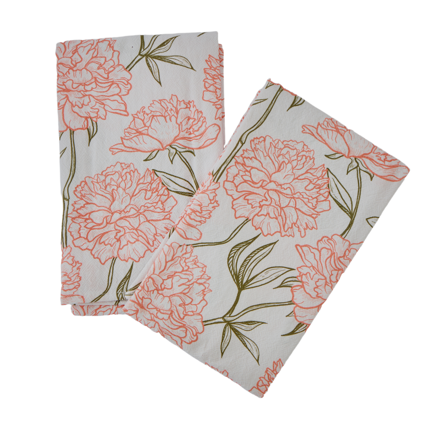 Peony Floral Kitchen Tea Towels – Set of 2 | 100% Cotton Dish Towels