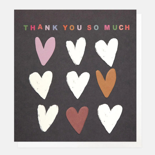 Hearts On Navy Thank You Greeting Card