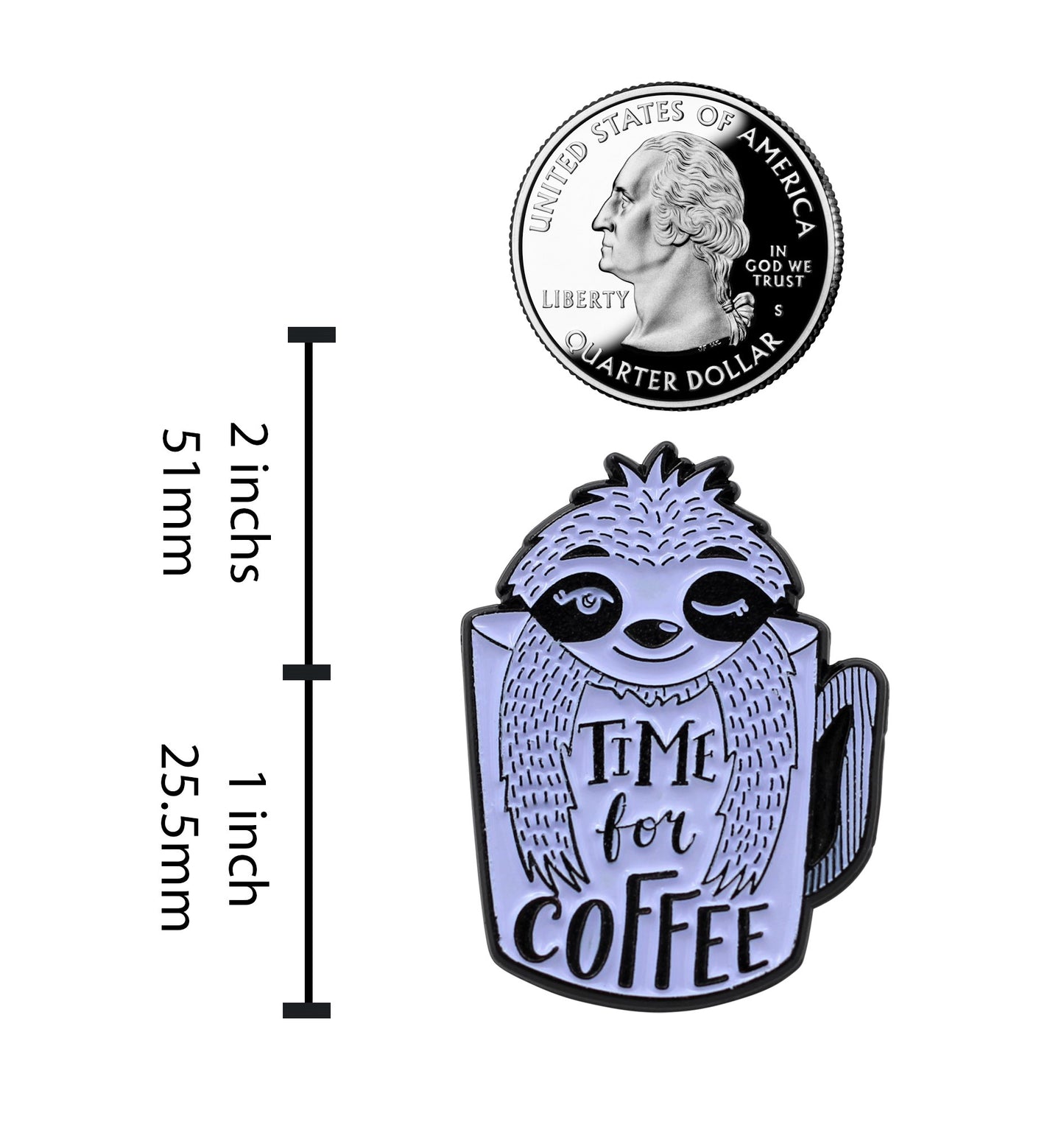 Real Sic Coffee Sloth, Time for Coffee Enamel Pin