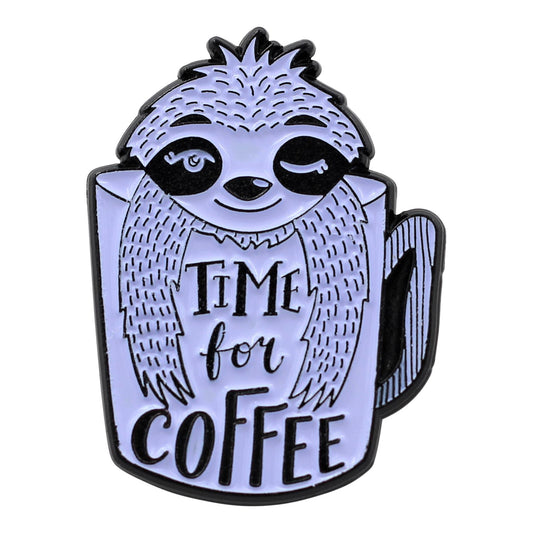 Real Sic Coffee Sloth, Time for Coffee Enamel Pin