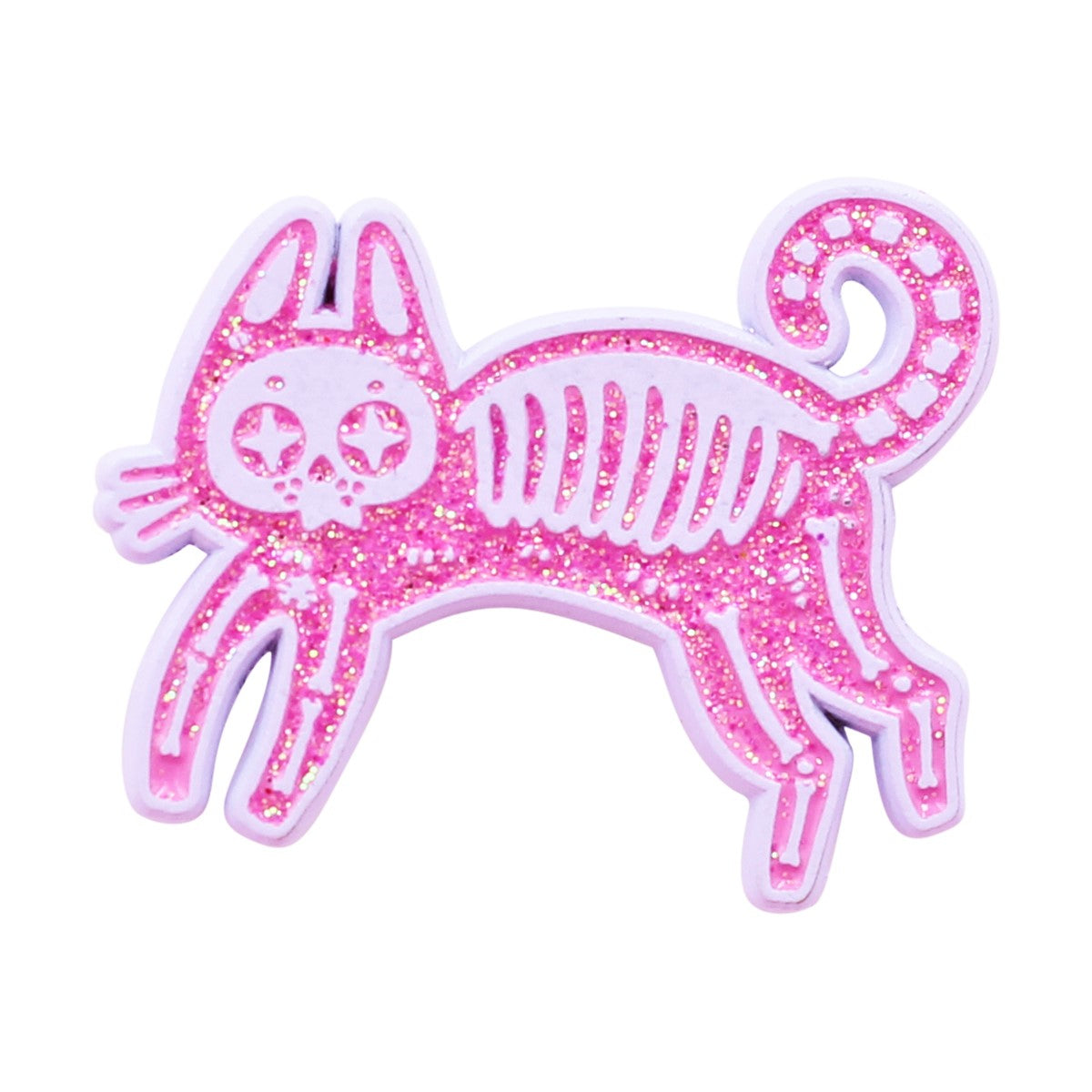 Skeleton Cat Enamel Pin – Black Cat Pin