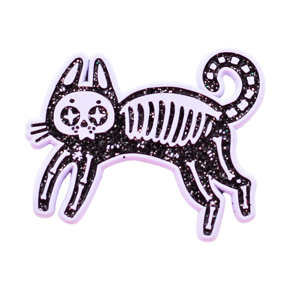 Skeleton Cat Enamel Pin – Black Cat Pin