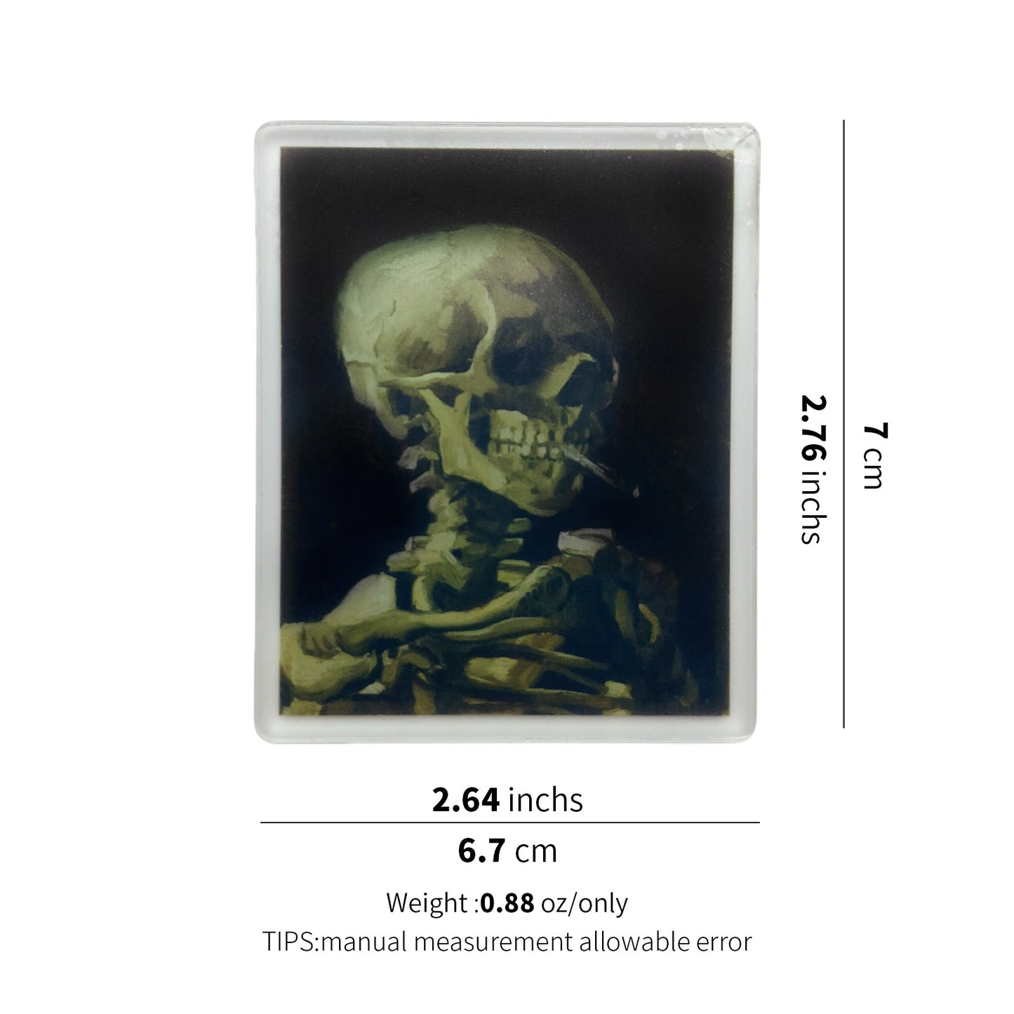 Skull of a Skeleton with Burning Cigarette Acrylic Magnet – Van Gogh Art Fridge Magnet