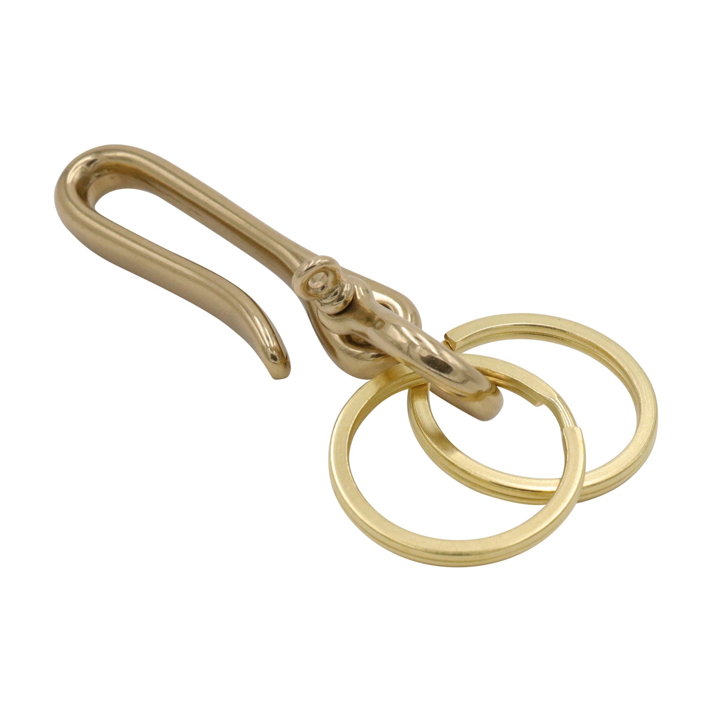Solid Brass Keychain Clip with Double Key Rings – Heavy Duty Gold Key Holder Hook