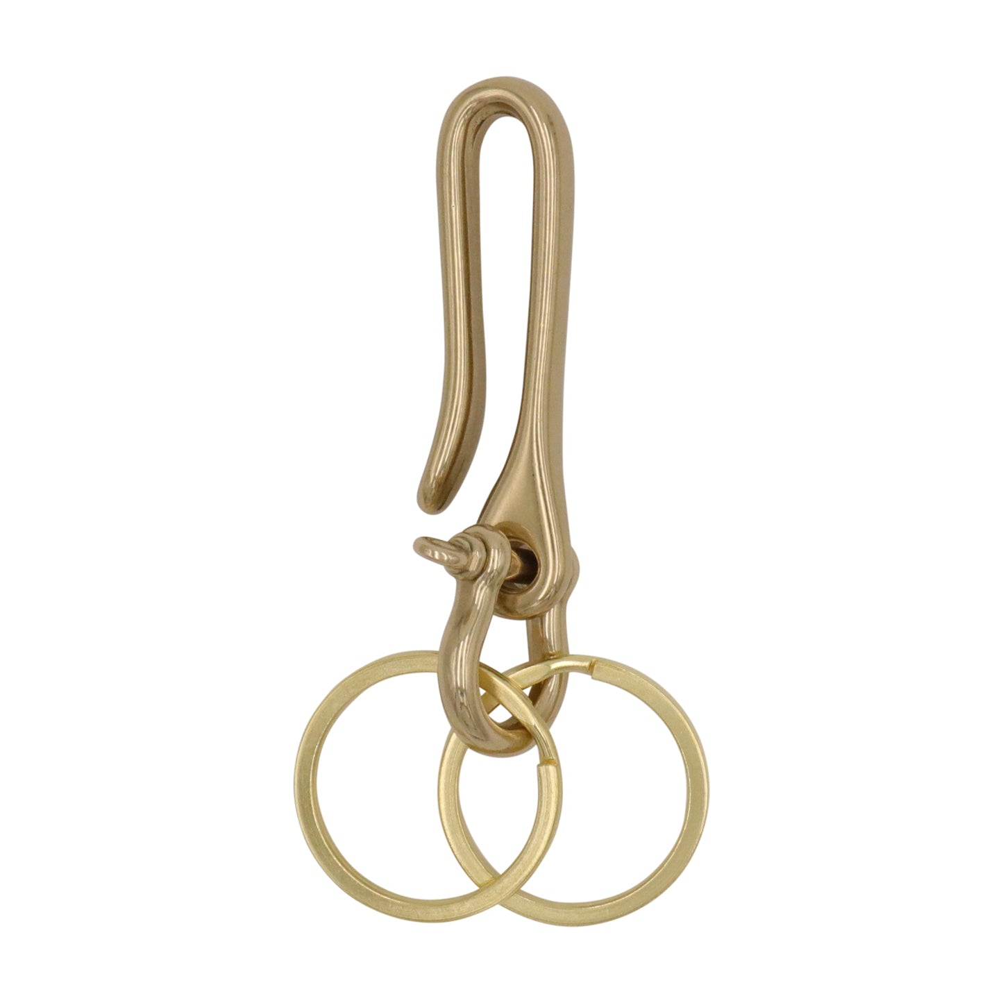 Solid Brass Keychain Clip with Double Key Rings – Heavy Duty Gold Key Holder Hook