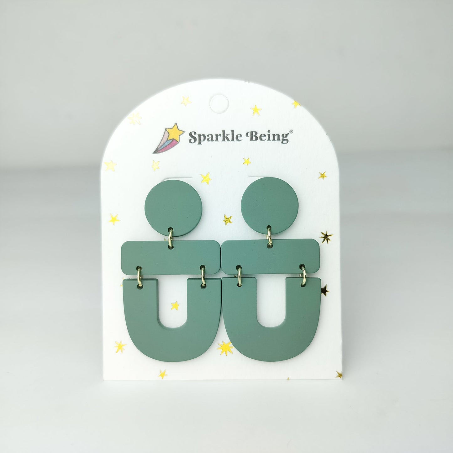 Stacked Statement Acrylic Earrings - Forest Arc