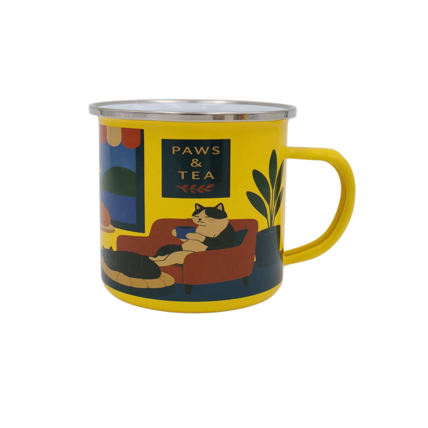 Tea Time Cats 300ml Enamel Mug – Whimsical Cat Design