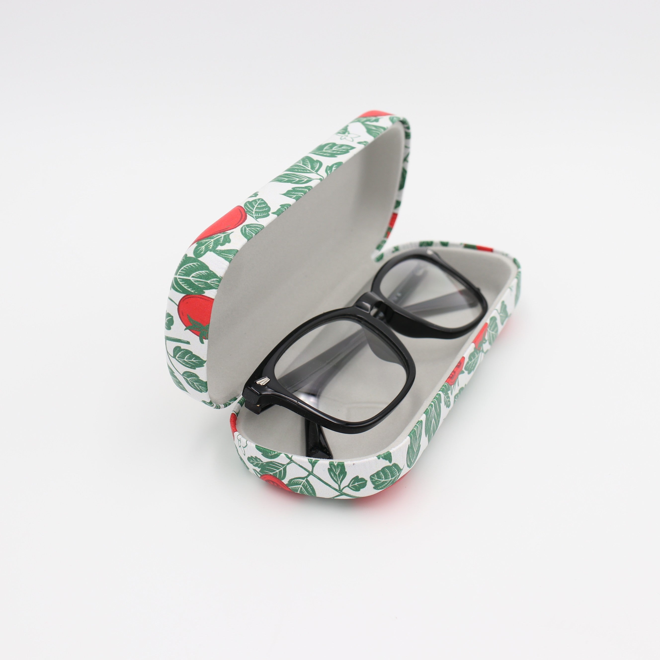 Tomato Pattern Glasses Case – Hard Shell Eyeglass Box with Soft Lining