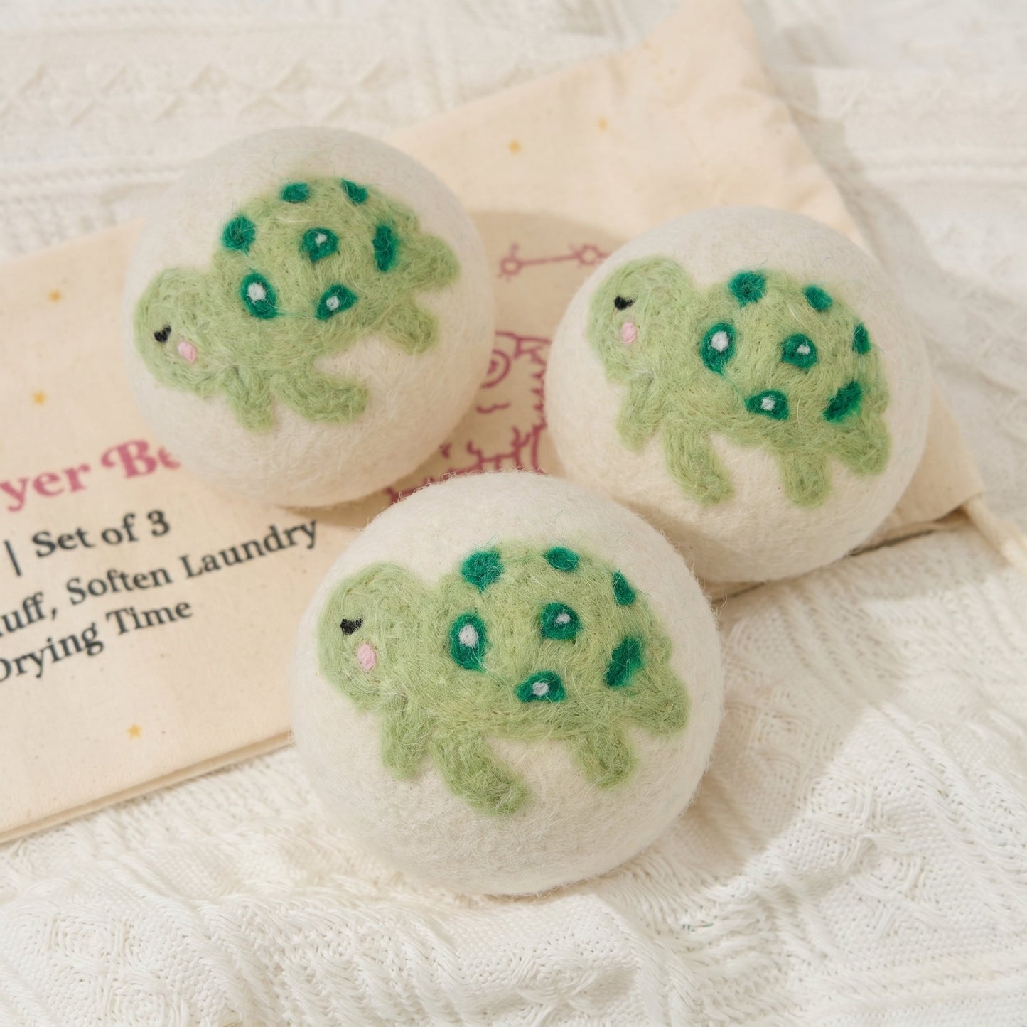 Turtle Wool Laundry Dryer Balls – Set of 3
