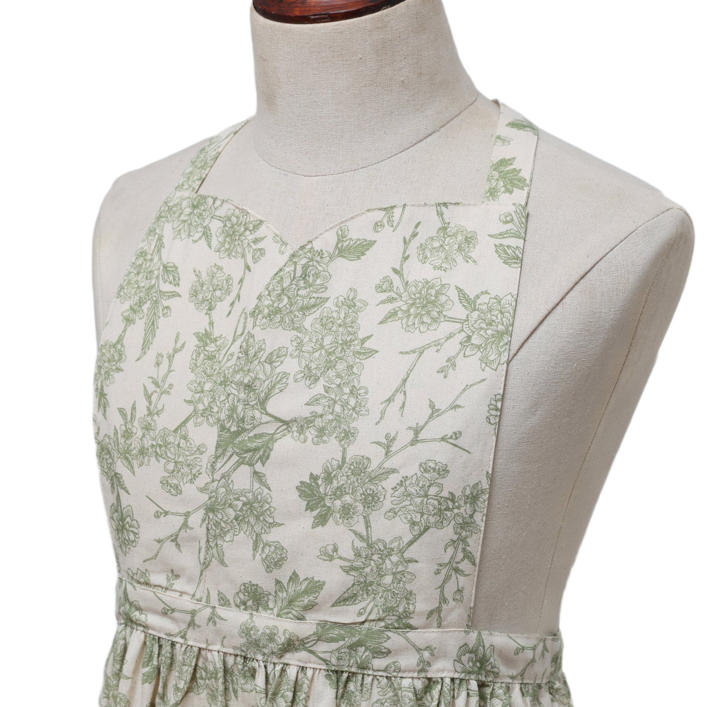 Vintage Botanical Garden Toile Apron - Sage Green