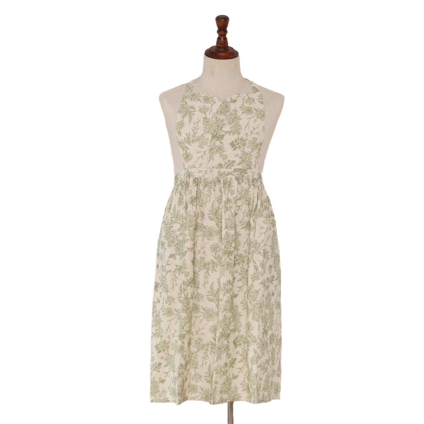 Vintage Botanical Garden Toile Apron - Sage Green