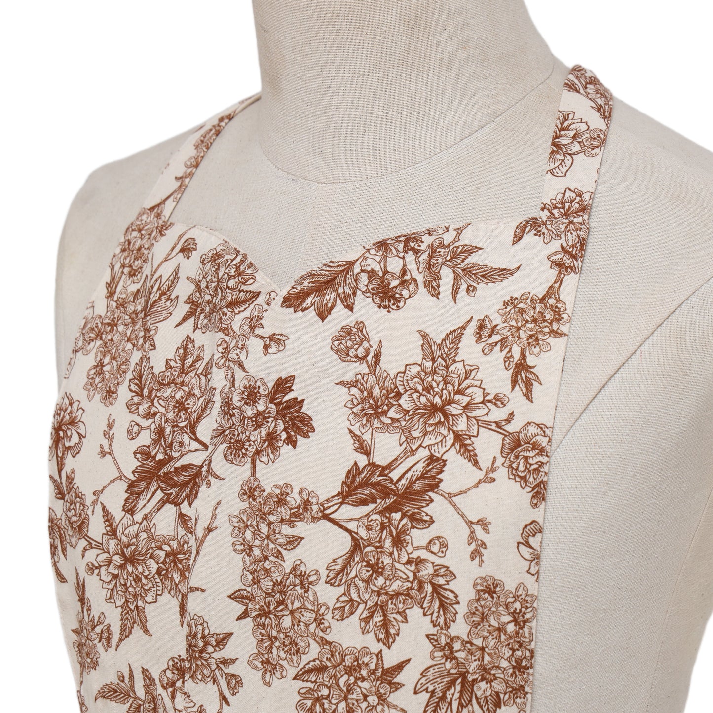 Vintage Botanical Garden Toile Apron - Rust Brown