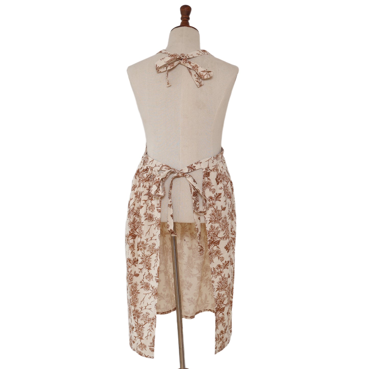 Vintage Botanical Garden Toile Apron - Rust Brown