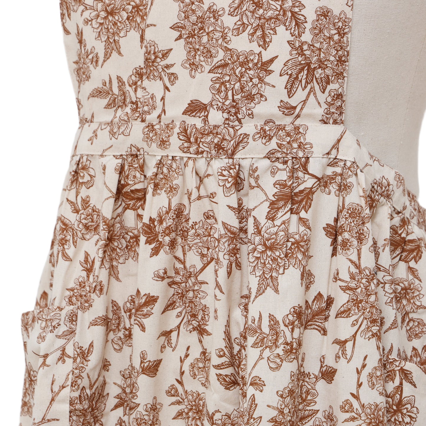 Vintage Botanical Garden Toile Apron - Rust Brown