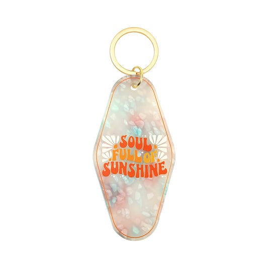 Soul Full Of Sunshine Motel Keychain - Vintage Nostalgia Motivational Hotel Keychain