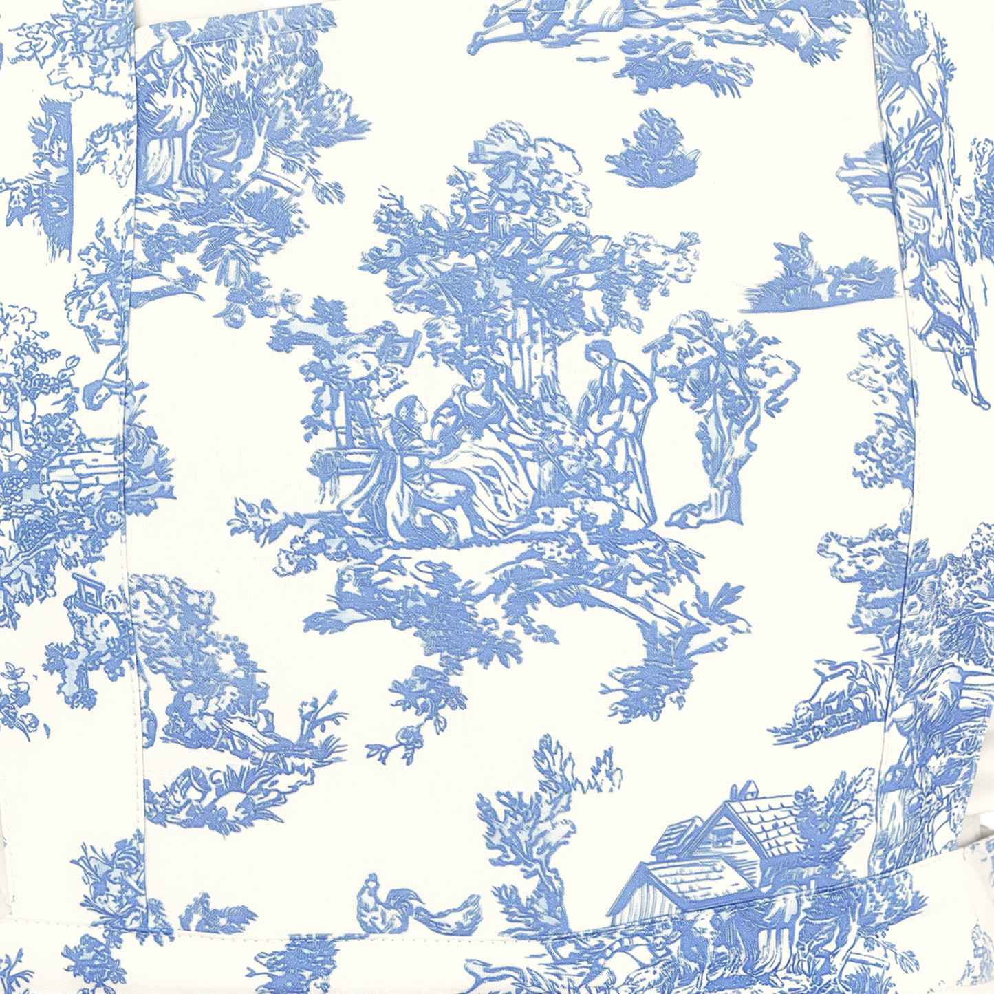 Vintage Cotton Apron with Puffed Shoulder Straps – Blue Toile