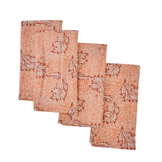 William Morris Apple Napkins – Set of 4 | 100% Cotton Reusable Floral Dinner Napkins