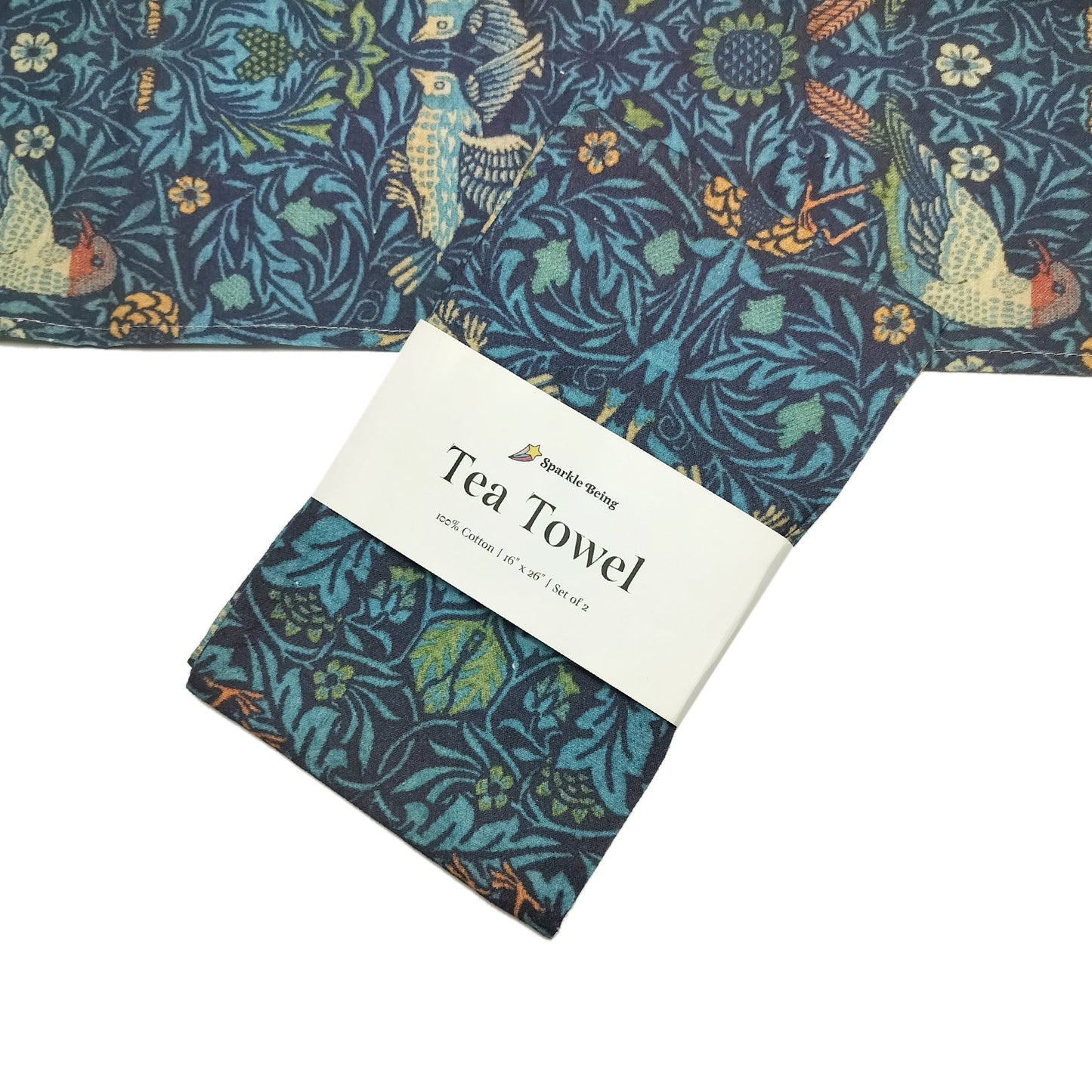 William Morris Birds Tea Towels – Set of 2 | 100% Cotton Botanical Dish Towels
