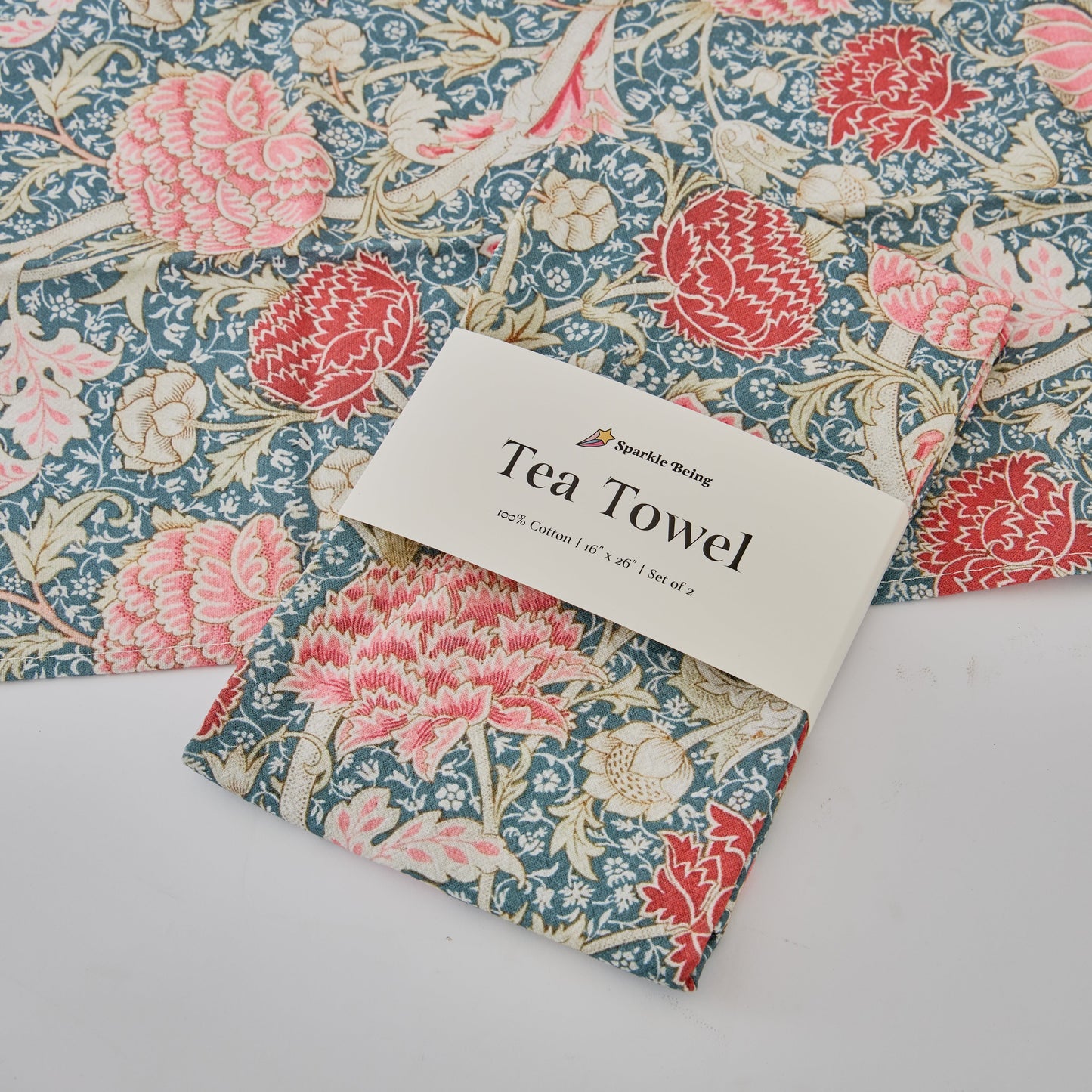 William Morris Cray Tea Towels – Set of 2 | 100% Cotton Botanical Dish Towels