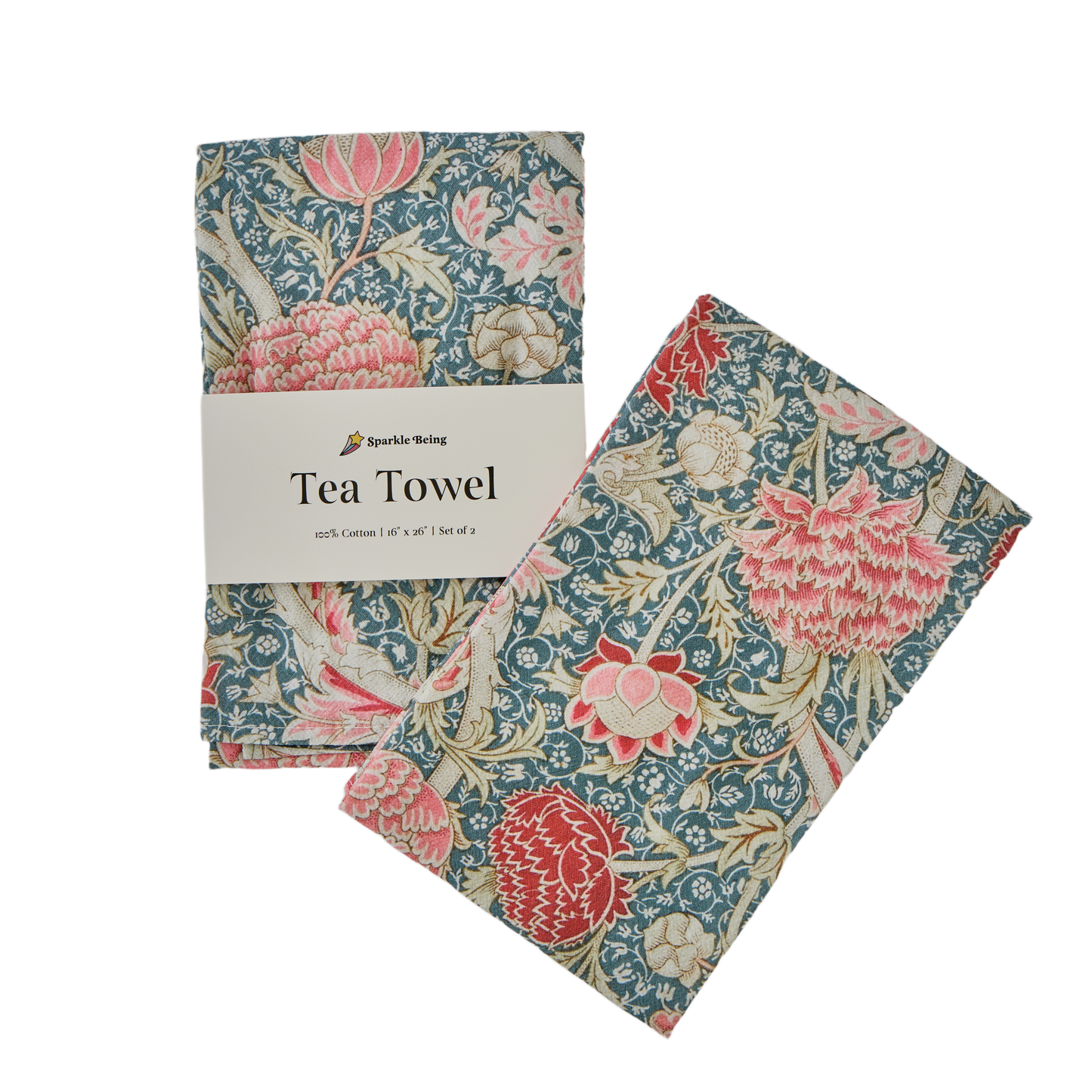 William Morris Cray Tea Towels – Set of 2 | 100% Cotton Botanical Dish Towels